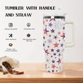 thumbnail image 3 of 40 oz Patriotic Vacuum Insulated Stainless Steel Travel Tumblers with Handle Lid and Straw,Patriotic Military Gifts For Veterans, Police, Fathers Day, 4th of July tumbler American Flag Gifts, 3 of 6