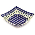 thumbnail image 1 of Polish Pottery 7¾-inch Square Bowl (Peacock Theme) Hand Painted in Boleslawiec, Poland + Certificate of Authenticity, 1 of 6