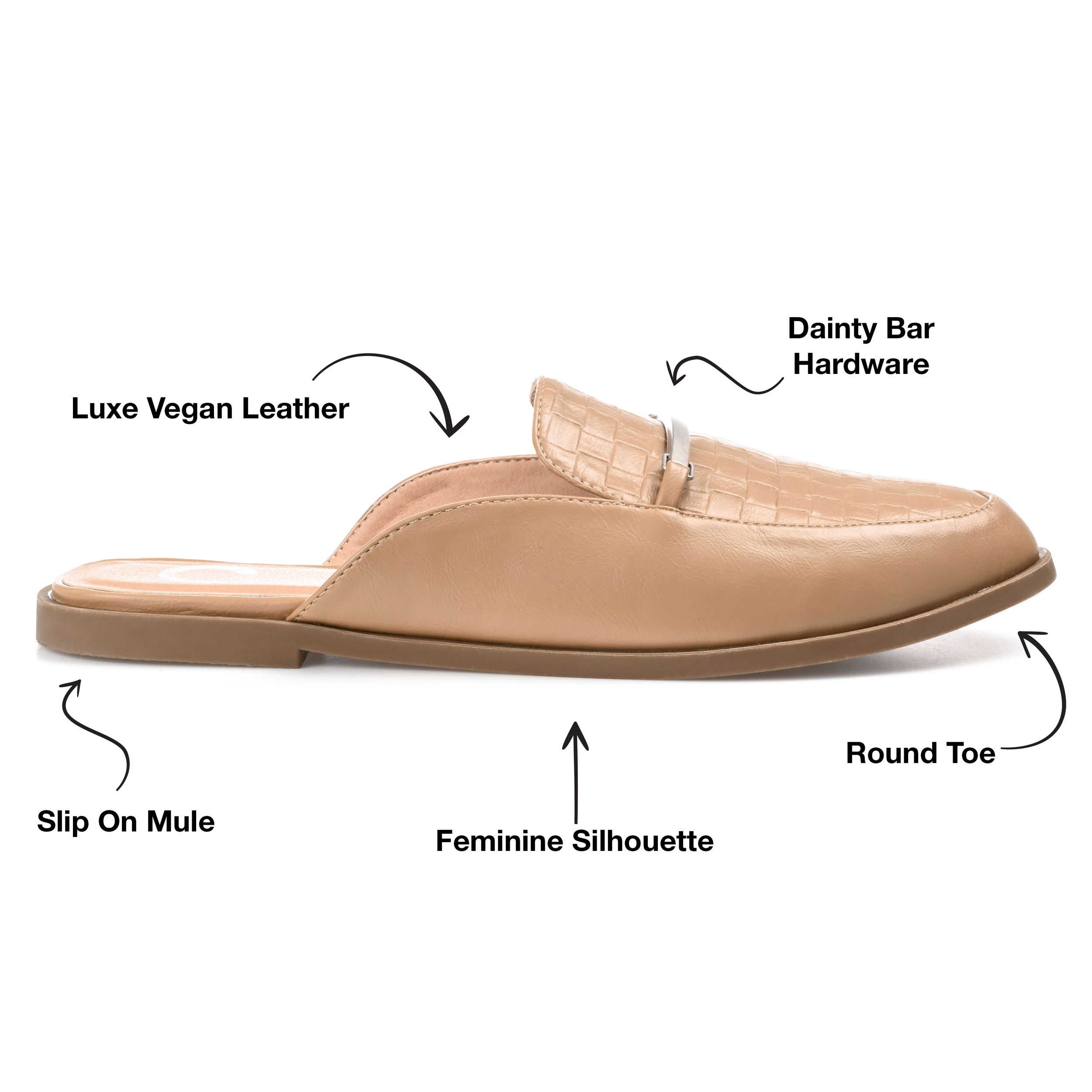 Journee Collection Womens Rubee Slip On Round Toe Mules Flats