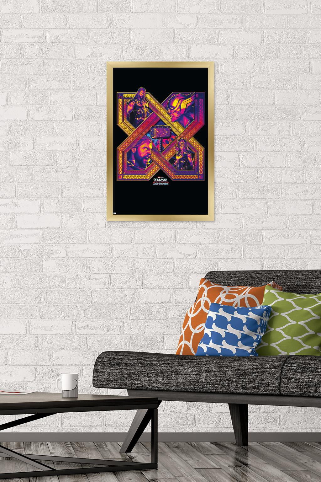 Marvel Thor: Love and Thunder - Cross Wall Poster, 14.725" x 22.375" Framed