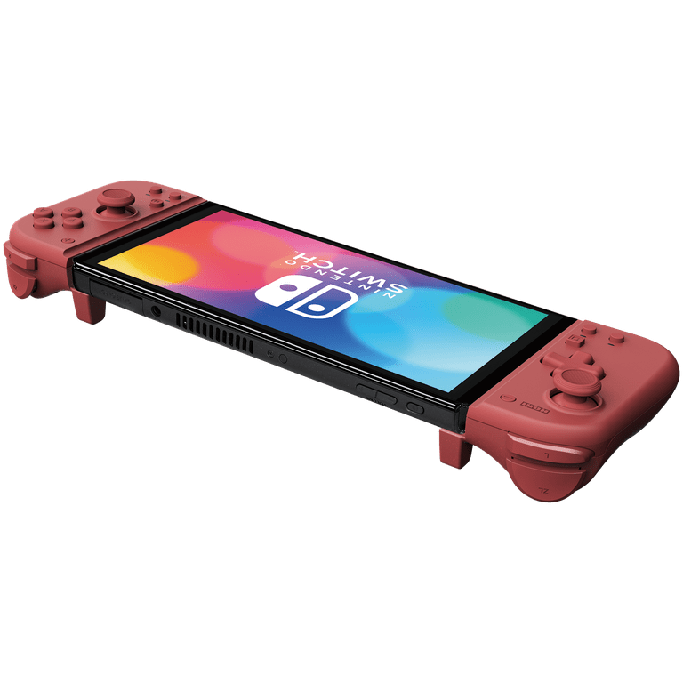 HORI Nintendo Switch and Nintendo Switch OLED Split Pad Compact Video Game  Controller, Apricot Red 
