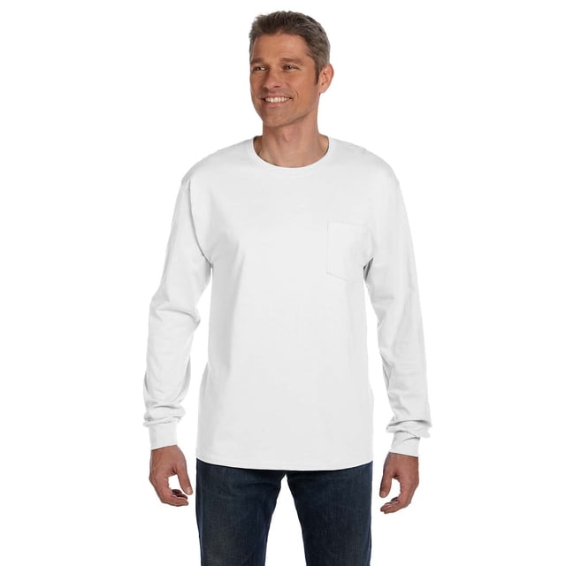 Hanes Adult Tagless Long Sleeve Tee With Pocket, Style 5596