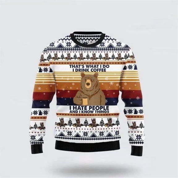 Bear Coffee Christmas Sweater – Sweater Gifts For Pet Lover