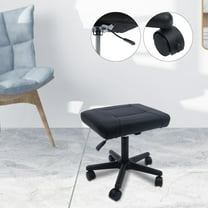 Modern Footstool On Wheels 15-20'' Height Adjustable Rolling Stool Foot Rest Stool Black for Home