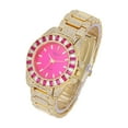 thumbnail image 3 of Women's Baguette Cut Diamond Crystal Bling'ed Out Watch - Drop it Down with This Ice on Your Wrist Ladies!! Hakuna Matata!! - ST10372MLA (ST10372MLA Metal Gld Fushia/Fushia), 3 of 3