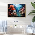 thumbnail image 2 of Designart "Exploring Coral Reefs of Cozumel I" Extra Large Animals Framed Wall Art - Coastal Blue Coastal Coral Under Water Entryway Framed Wall Art, 2 of 7