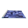 thumbnail image 2 of Ahgly Company Machine Washable Indoor Square Patchwork Blue Transitional Area Rugs, 8' Square, 2 of 4