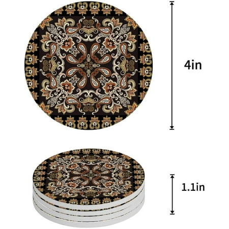 

KXMDXA Boho Style Vintage Texture Set of 6 Round Coaster for Drinks Absorbent Ceramic Stone Coasters Cup Mat with Cork Base for Home Kitchen Room Coffee Table Bar Decor
