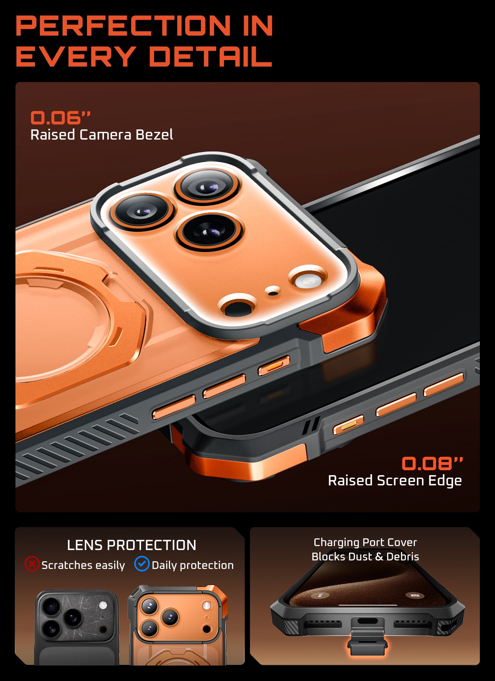 SUPCASE Unicorn Beetle Grip for 2025 iPhone 17 Pro Max 6.9" Case with Camera Control Button with Kickstand Rugged Shockproof Anti-Slip Grip Case [Compatible with MagSafe] Magnetic Phone Cover, Coral