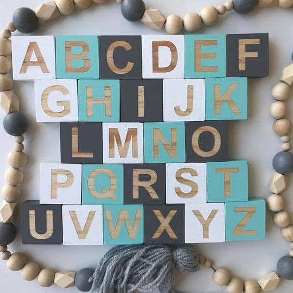 Phenofice 26pcs Wooden Alphabet Blocks Natural Letters For Home Decor Photo Props Parties And Events Lightweight Design