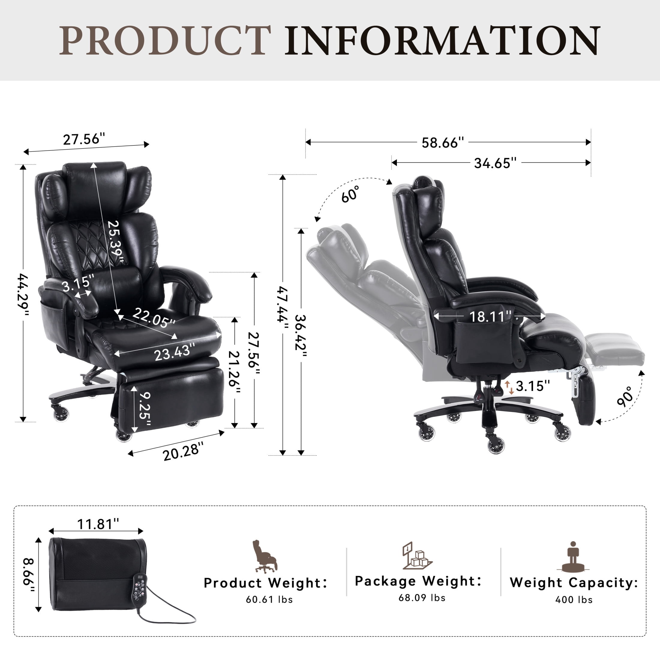 Noble House Cressi Tall Office Chair, High Back Computer Desk Chair with Swivel Base And Universal Wheels, Black