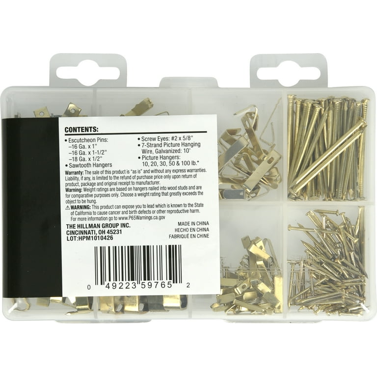 Hillman Heavy Duty Picture Hanging Kit Steel Brass Finish 200