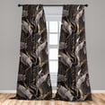 thumbnail image 2 of Leaf Print Window Curtains, Tropical Theme Retro Vibe Repetitive Leaves Nostalgic Jungle, Lightweight Decor 2-Panel Set with Rod Pocket, Pair of - 28"x84", Dark Brown and Taupe Grey, by Ambesonne, 2 of 3