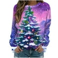 thumbnail image 2 of Wancir Womens Christmas Sweatshirt Cute Holiday 3D Print Tops Long Sleeve Round Neck Pullover 2024 Christmas Sweaters, 2 of 4