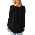 thumbnail image 4 of Camiseta de mujer con cuello en V, blusa abotonada, túnica lisa, manga larga o manga corta, 4 of 5