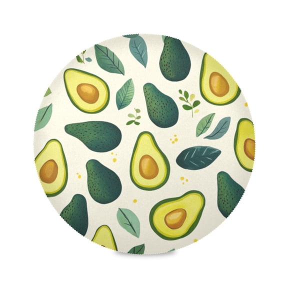 Round Plate Mat 15.4x15.4 Inchesx1 Placemat Table Mat Kitchen Mat Coffee Mat Fabric Thick, Strong Wear-Resistant, Heat Resistance Cartoon Avocado