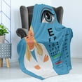 thumbnail image 4 of Eye Chart Soft Flannel Fleece Throw Blanket, Cartoon Style Female Doctor Ophthalmologist with an Eye and Graph, Cozy Plush for Indoor and Outdoor Use, 60" x 80", Sea Blue and Multicolor, by Ambesonne, 4 of 5