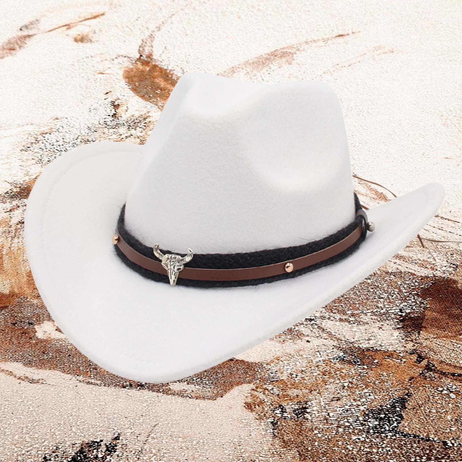 Western Cowboy Style Hat Jazz Bowler Hat Cow Head Decoration