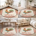 thumbnail image 4 of Round Area Rugs 5Ft, Farmhouse Rooster Non-Slip Washable Circle Rugs Carpet, Orange Beige Plaid Geometric Country Indoor Outdoor Rug Floor Mats Throw Runner for Bedroom Living Room Bathroom, 4 of 8