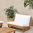 thumbnail image 2 of GDF Studio Elloree Outdoor Acacia Wood Club Chair with Cushions, Teak and White, 2 of 8