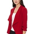 thumbnail image 6 of Women's Elegant Draped Blazer Casual Open Front 3/4 Sleeve Jacket, 6 of 6