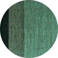 thumbnail image 1 of Ahgly Company Indoor Round Abstract Turquoise Blue Modern Area Rugs, 3' Round, 1 of 4