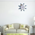 thumbnail image 3 of MasteelfCA 1pc Wall Clock Wooden Clock Mediterranean Helmsman without Battery for Home (Blue), 3 of 8