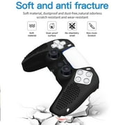 Silicone Cover Skin Case for Sony PS5 Controller, EEEkit Wireless Controller Protector Case Anti-slip Grips Case Compatible for PlayStation5, Controller Skin for PS5 with 10 Thumb Grip(Black)