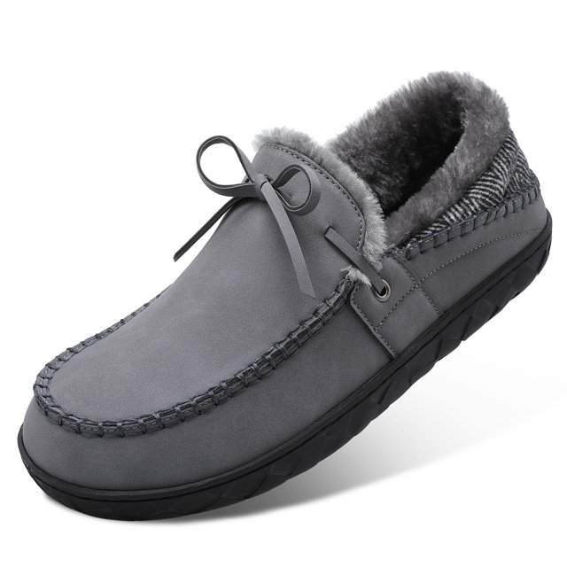 Barerun Men House Slippers Moccasins Slipon House Shoes Memory Foam
