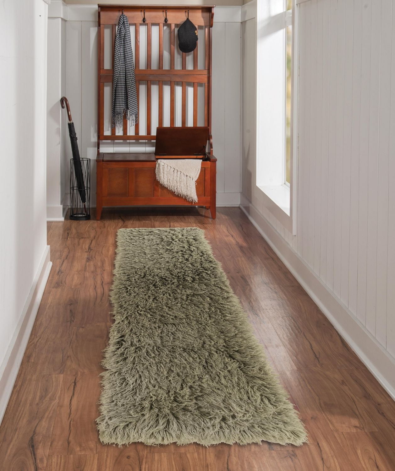 New Flokati 1400gr 2'4" x 8'6" Runner, Olive