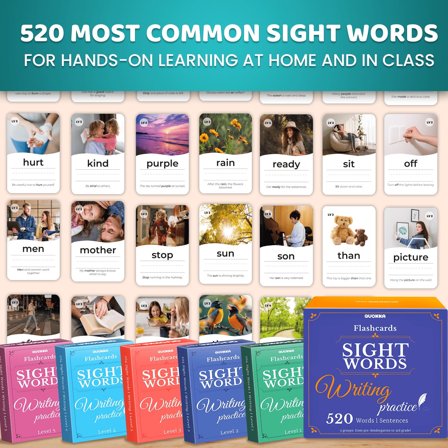 Quokka Sight Words Flash Cards for Kids 4 8 and Adults - Educational Flashcards Vocabulary Set