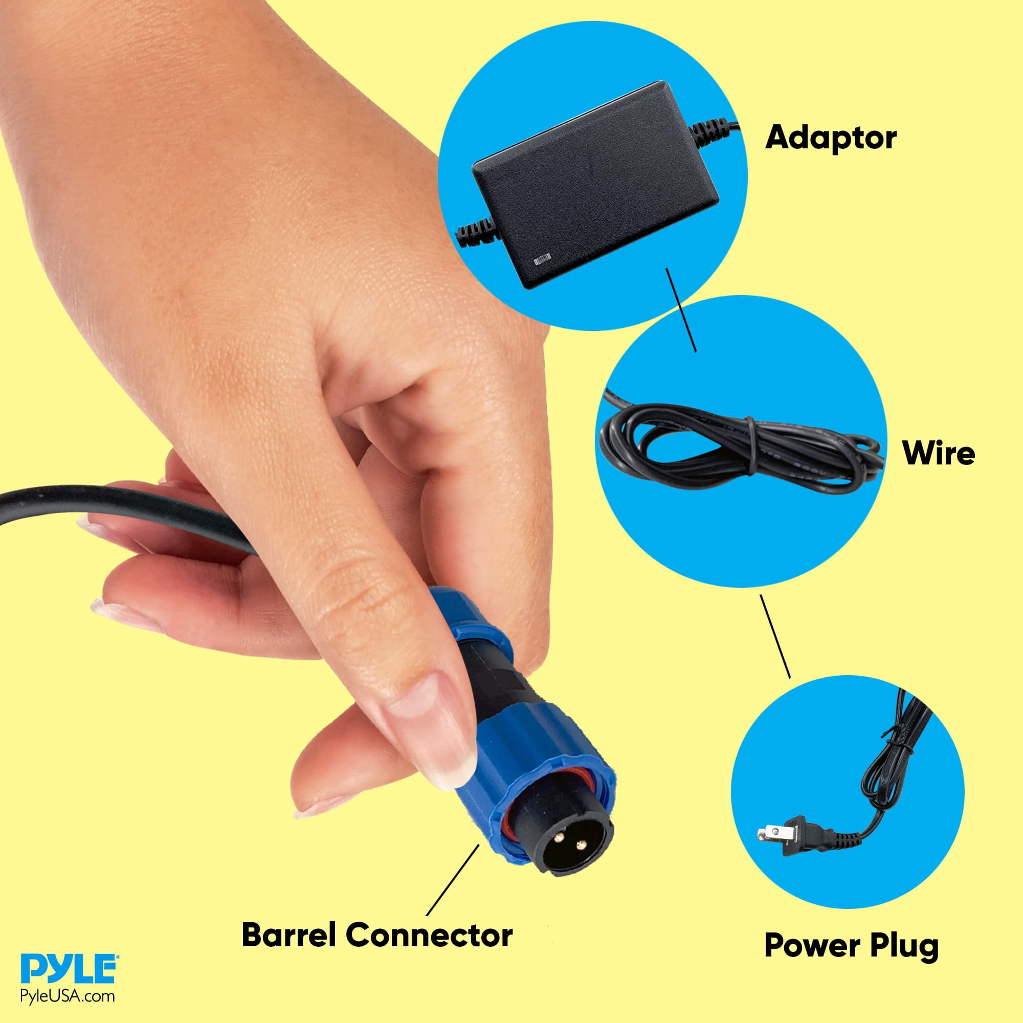 12V AC/DC Power Adapter - 24 Watt, AC 100-240V to DC 12V, Replacement Part for Pyle Models: PDWR51BTWT, PDWR52BTBK, PDWR61BTWT, PDWR62BTBK