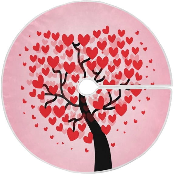 FMSHPON Valentine's Day Mother's Day Red Heart Love Xmas Christmas Tree Skirt Stand Mat for Holiday Party Decoration Indoor Outdoor 36 inches