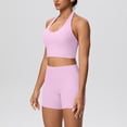 thumbnail image 2 of YOIAVAIOY Women Halter Sports Bra Workout Seamless Padded Basic Bra Open Back Yoga Gym Crop Tops Pink M, 2 of 6