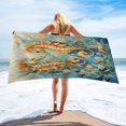 thumbnail image 6 of Beach Towels Coastal Ocean Seahorse Octopus Bath Shower Towel Microfiber Absorbent Quick Dry Ocean Coastal Beach Thin Sand Free Towels for Travel Sports Bath Swimming Pool 30x60 inch, 6 of 8