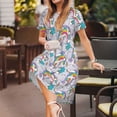 thumbnail image 3 of Picia Unicorn DoingYoga Pattern Women's Short Sleeve Summer Dress Pleated Loose Swing Knee Length Short Sleeve Swing Dresses, 3 of 6