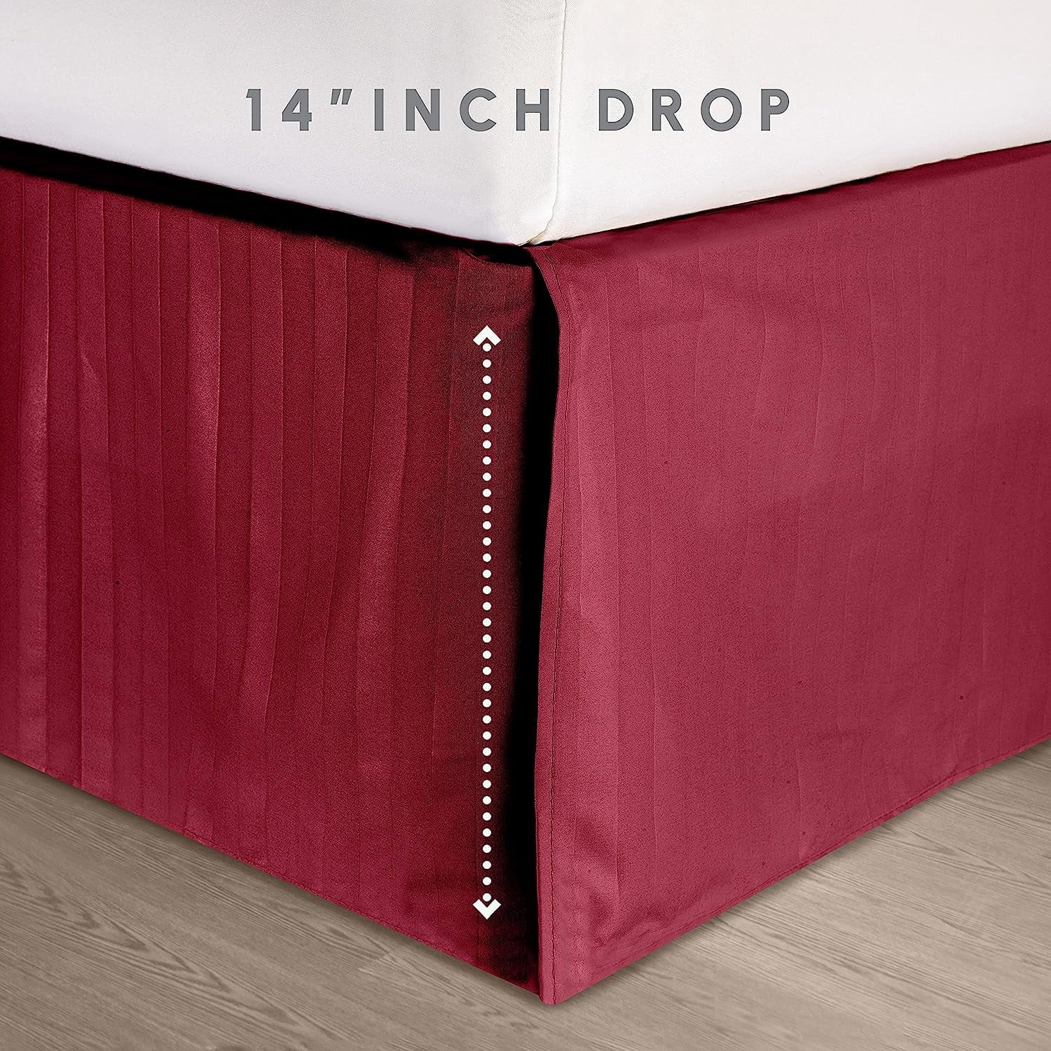 Cozy & Soft 8-Piece Bedding Set - Includes Comforter, Smart Sheet Set, Bed Skirt, Matching Pillowcases and Shams, Striped Design, Full/Queen, Burgundy Comforter Set