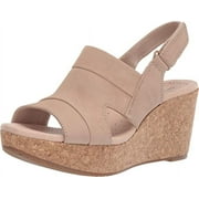 Clarks 26142558W: Women's Annadel Ivory Sand Nubuck Wedge Sandal WIDE