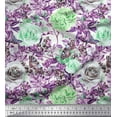 thumbnail image 1 of Soimoi Green Cotton Duck Fabric Insect,Leaves & Rose Flower Printed Fabric 1 Yard 42 Inch Wide, 1 of 1