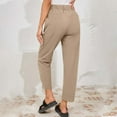 thumbnail image 5 of Wyobmus Womens Summer Pants Casual Cropped Pants High Elastic Waist Harem Palazzo Pant Trouser Slacks with Pockets Khaki, 5 of 8