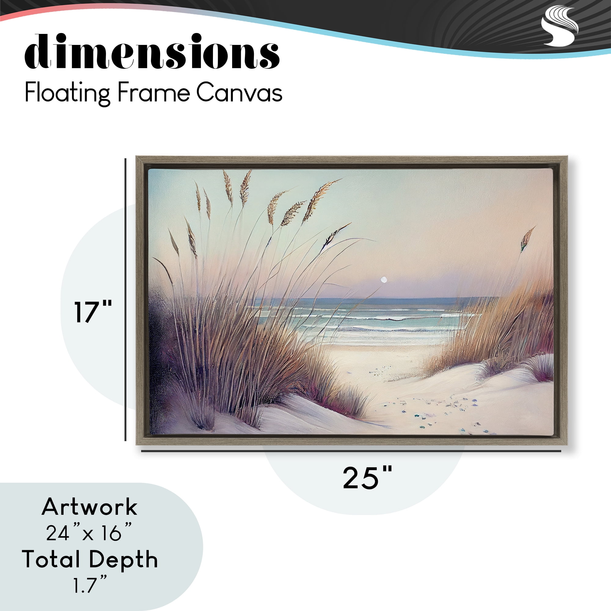 Euphoria Beach Dunes View Brown Framed Floater Canvas Wall Art, design by Sasha