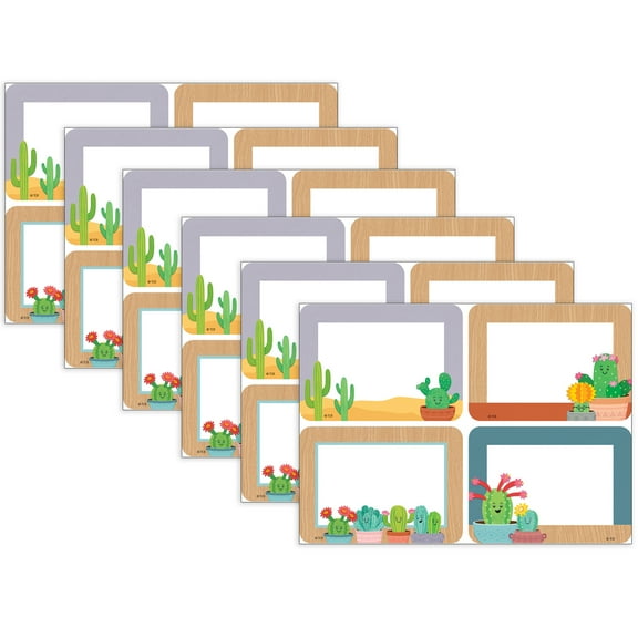 Teacher Created Resources Happy Cactus Crew Name Tags/Labels, Multi-Pack, 3-1/2" x 2-1/2", 36 Per Pack, 6 Packs