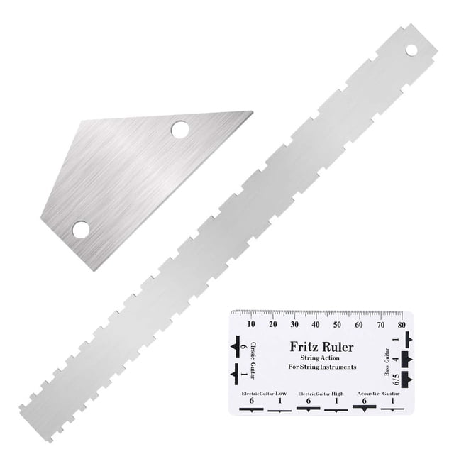 Regla de acero inoxidable para diapasón de guitarra, calibre de guitarra para diapasón de guitarra Regla de cuello de guitarra