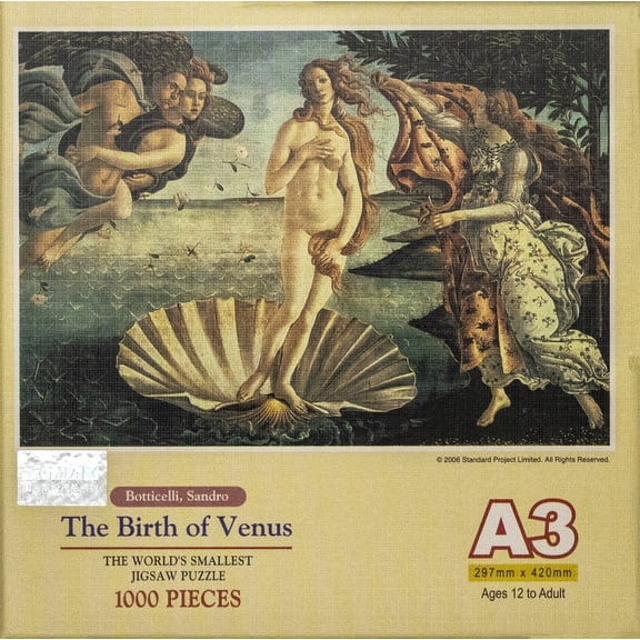 Tomax Miniature Jigsaw Puzzle - Botticelli, Sandro - The Birth of Venus (1000 Pieces)