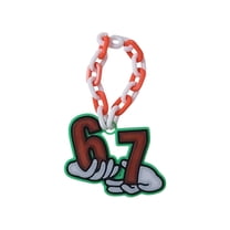 Gaiwos 3D Printed Holiday 67 Necklace 2.5 inches,Funny 67 Ornament Chain for Plush Doll, Six Seven Red & White Chains Fun Hoilday Gift
