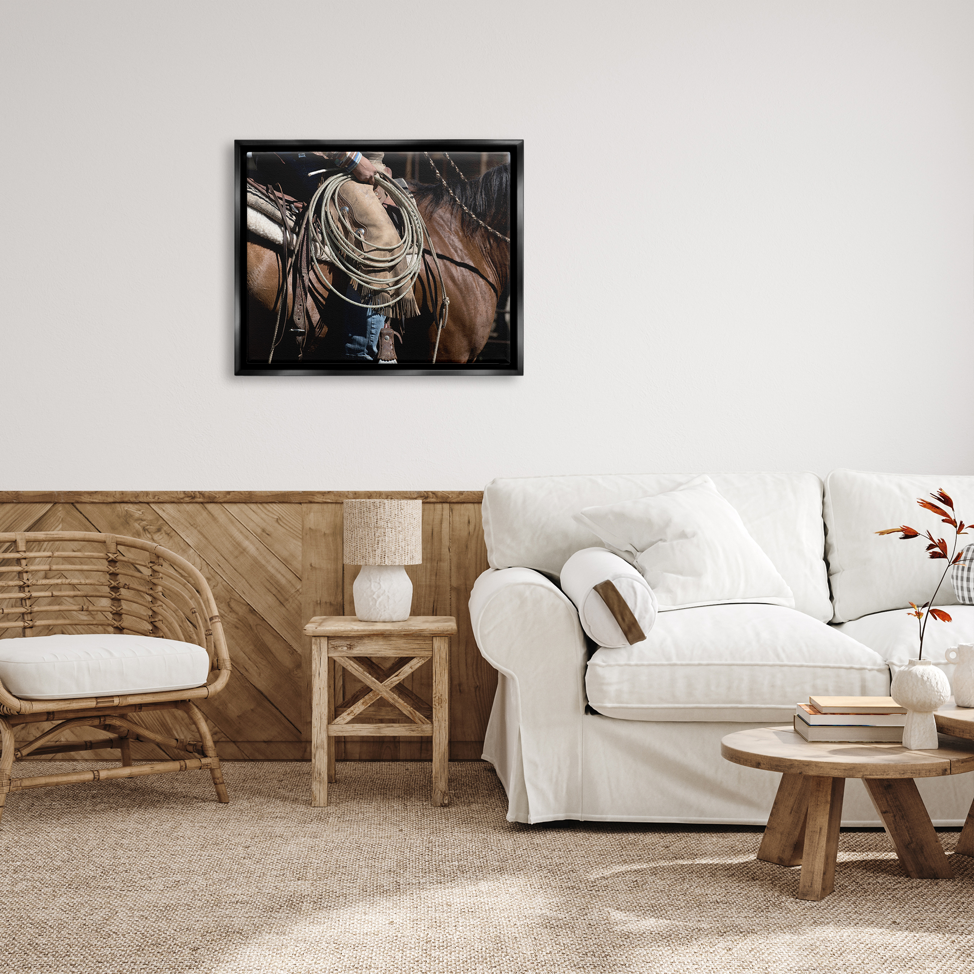 Stupell Industries Southwestern Cowboy & Lasso Beauty & Fashion Photography Black Floater Framed Art Print Wall Art, 31 x 25