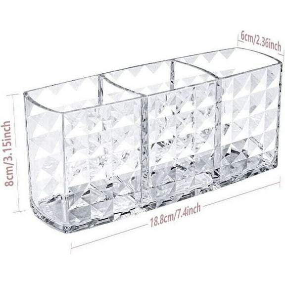 WEISIPU Acrylic Brush Holder 3 Slot Cosmetic Organizer Makeup Case Storage Box Stand