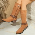 thumbnail image 4 of Brown Ladies Boots In Suede With Buckle Detail And Low Heel For A Stylish Fall Winter Appearance, 4 of 9