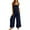 Dark Blue, variant on IROINNID Women's 2-piece Sets Square Neck Linen Sleeveless Strap Top Vest With Wide Leg Oversize Elastic Waist Long Pants Suit