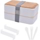 thumbnail image 1 of Fiambreras Bento de 1200 ml, fiambreras japonesas, 2 recipientes apilables para comida, para adultos y niños, hombres y mujeres, con cierre de nailon y cubiertos reutilizables integrados., 1 of 5